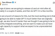 OpenAI首席執行官Sam Altman：可能會在幾周內發布o3和o4-mini