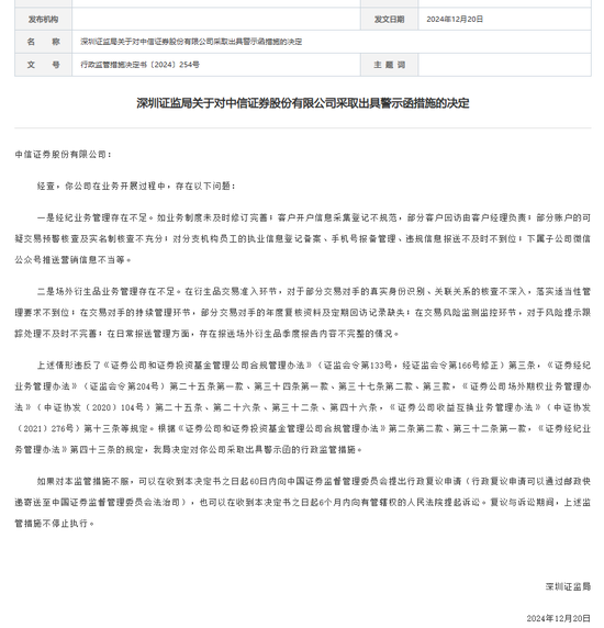 中信證券，被采取監管措施！招商證券、華鑫證券也被點名
