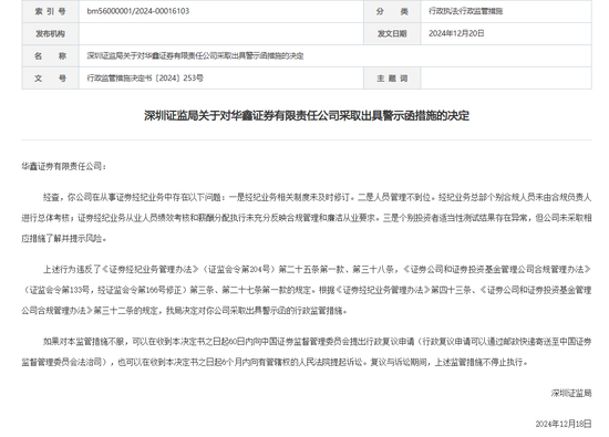 中信證券，被采取監管措施！招商證券、華鑫證券也被點名