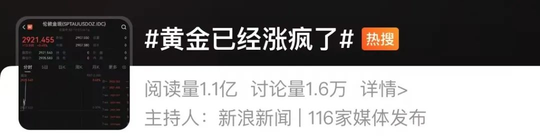 “黃金已經漲瘋了”上熱搜，多方緊急提醒