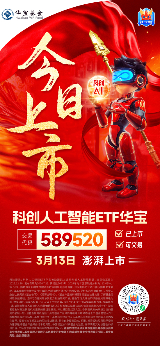 國產替代之光，科創自立自強！科創人工智能ETF華寶（589520）3月13日澎湃上市！
